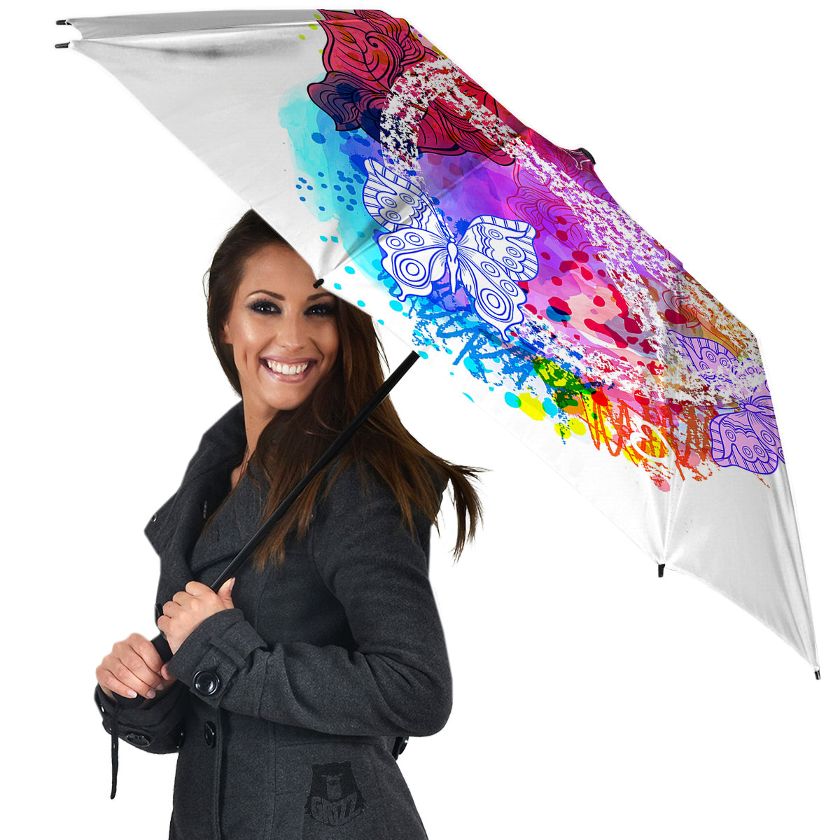 Peace Signs Colorful Hippie Print Umbrella-grizzshop