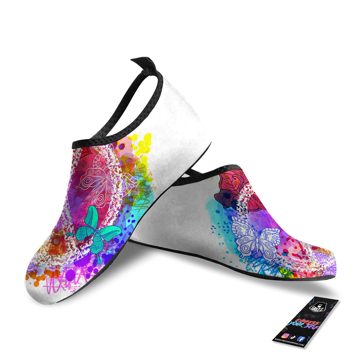 Peace Signs Colorful Hippie Print Water Shoes-grizzshop