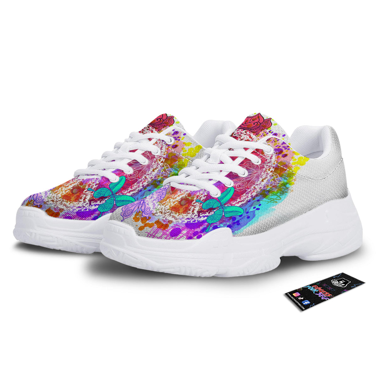 Peace Signs Colorful Hippie Print White Chunky Shoes-grizzshop