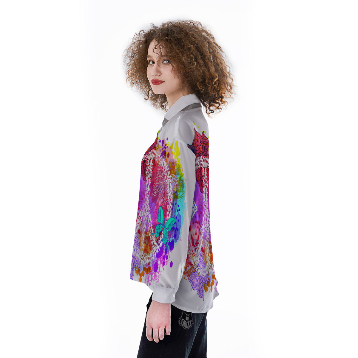 Peace Signs Colorful Hippie Print Women's Long Sleeve Shirts-grizzshop