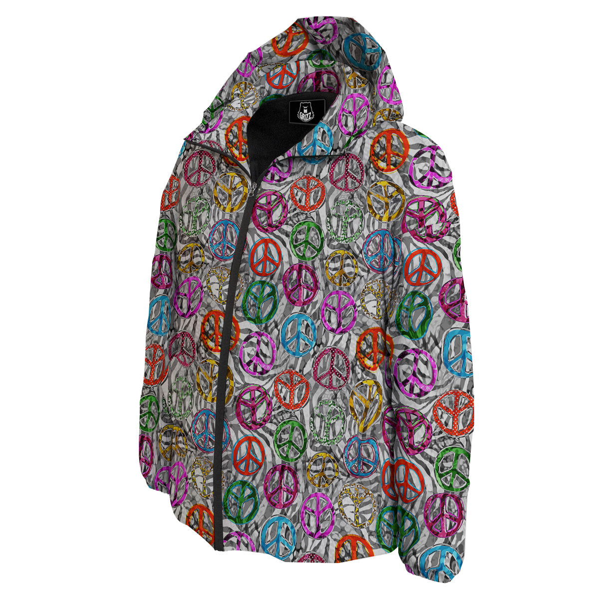 Peace Signs Zebra Print Pattern Down Jacket-grizzshop