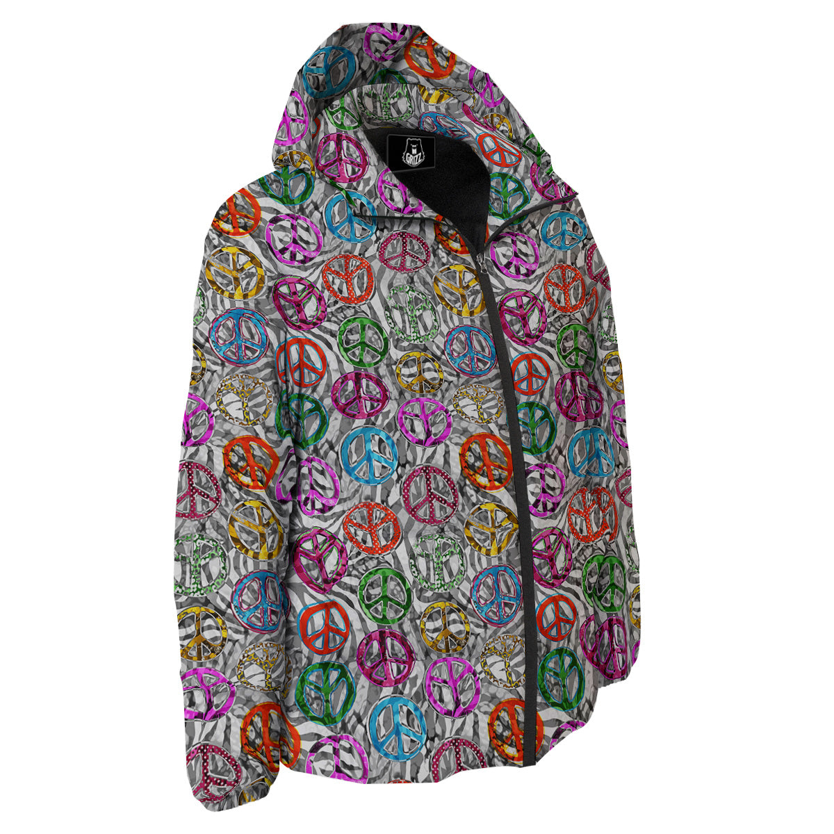 Peace Signs Zebra Print Pattern Down Jacket-grizzshop