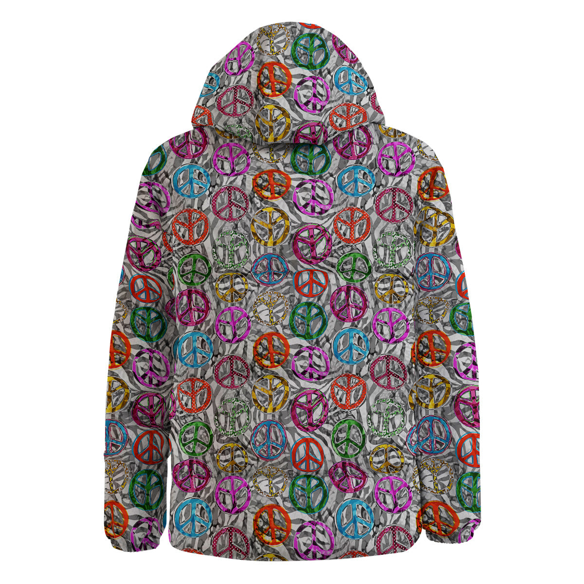 Peace Signs Zebra Print Pattern Down Jacket-grizzshop