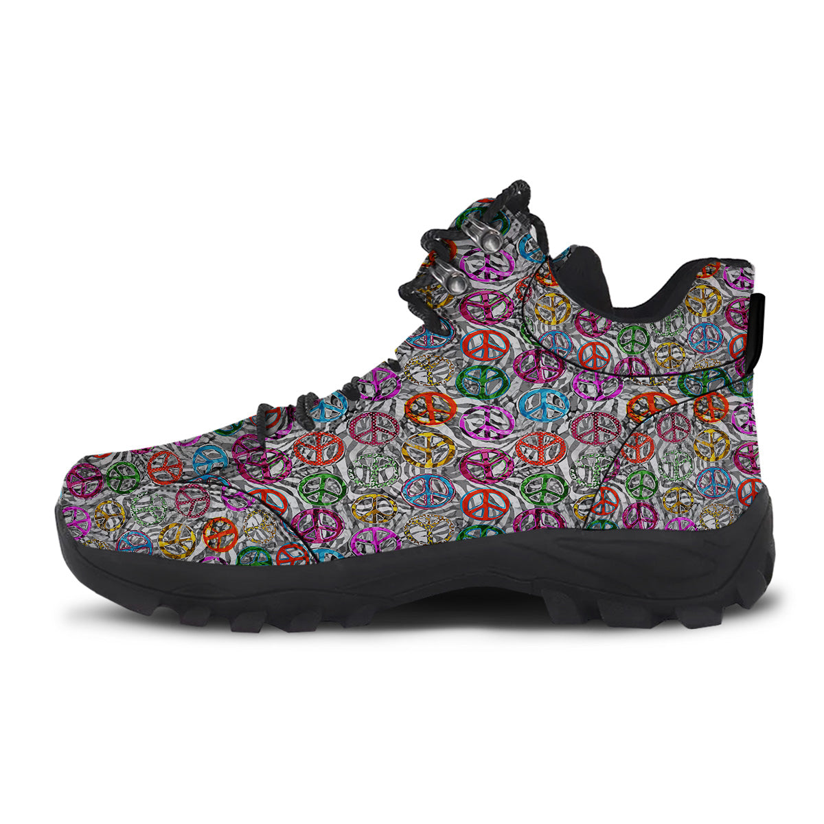 Peace Signs Zebra Print Pattern Hiking Shoes-grizzshop