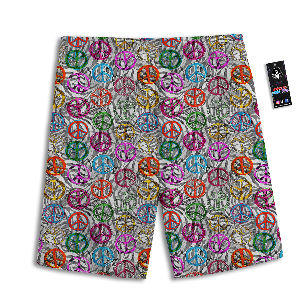 Peace Signs Zebra Print Pattern Men's Athletic Shorts