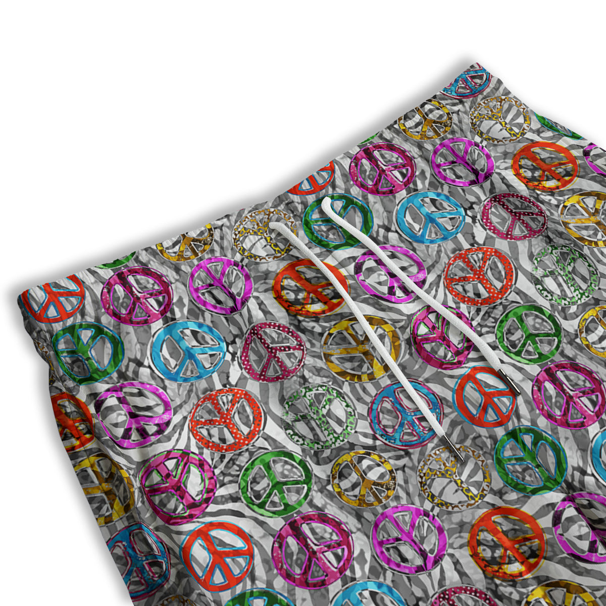 Peace Signs Zebra Print Pattern Men's Athletic Shorts
