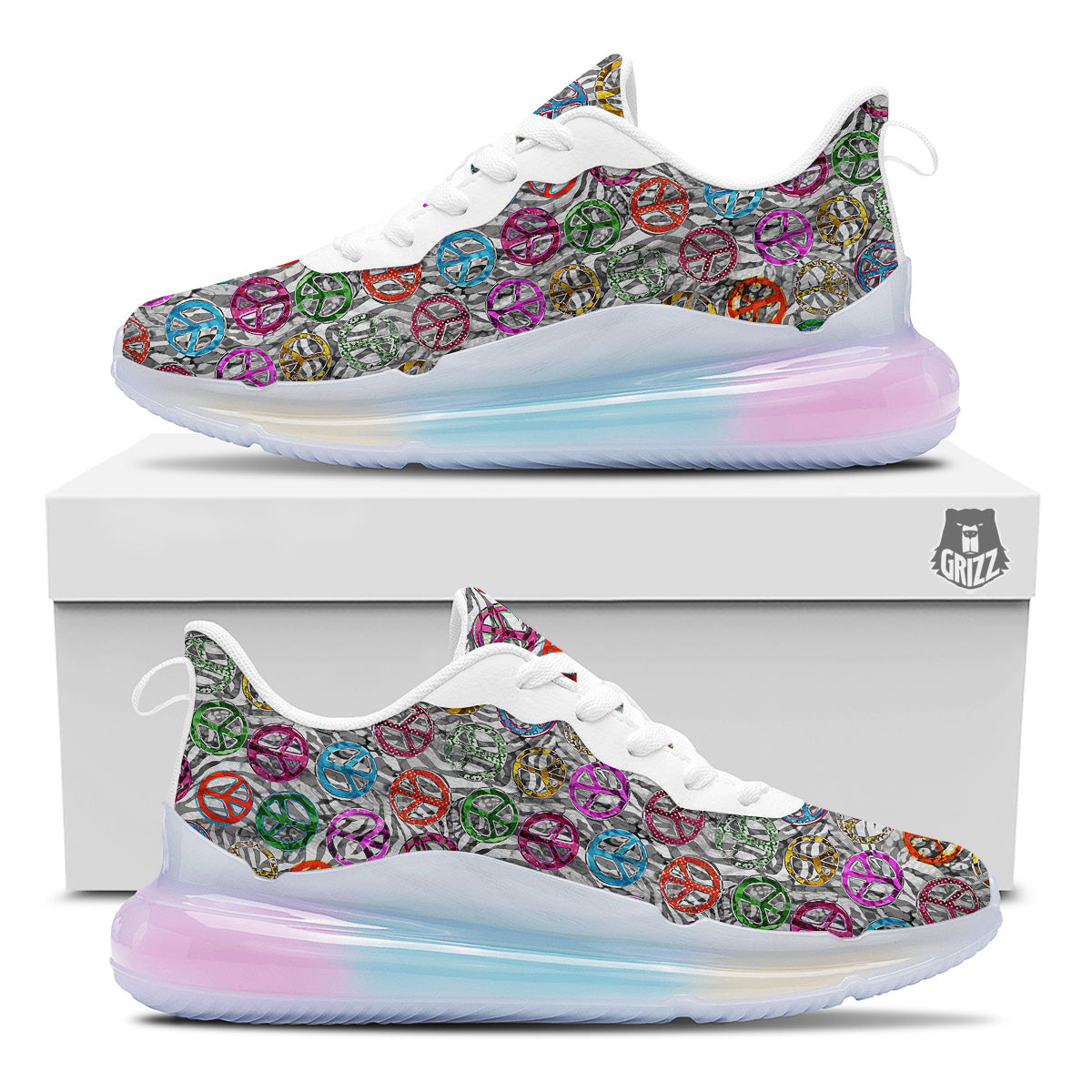 Peace Signs Zebra Print Pattern Running Sneakers-grizzshop