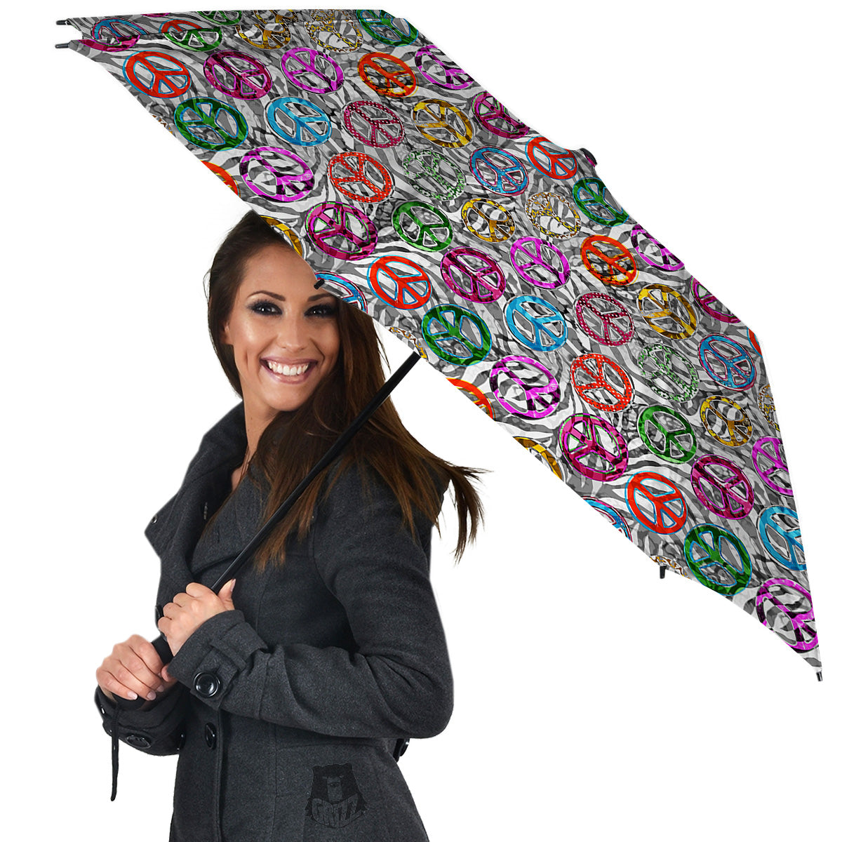 Peace Signs Zebra Print Pattern Umbrella-grizzshop
