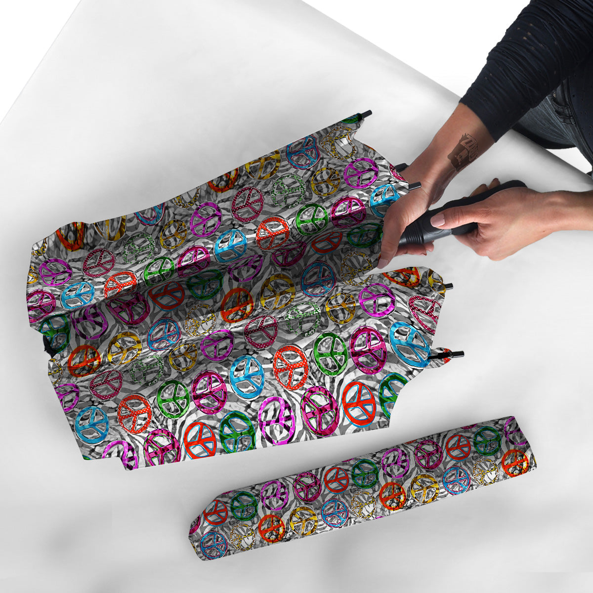 Peace Signs Zebra Print Pattern Umbrella-grizzshop