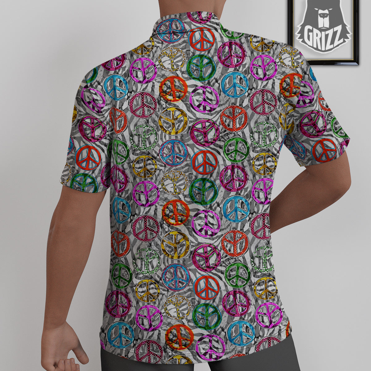 Peace Signs Zebra Print Pattern Untucked Shirts-grizzshop