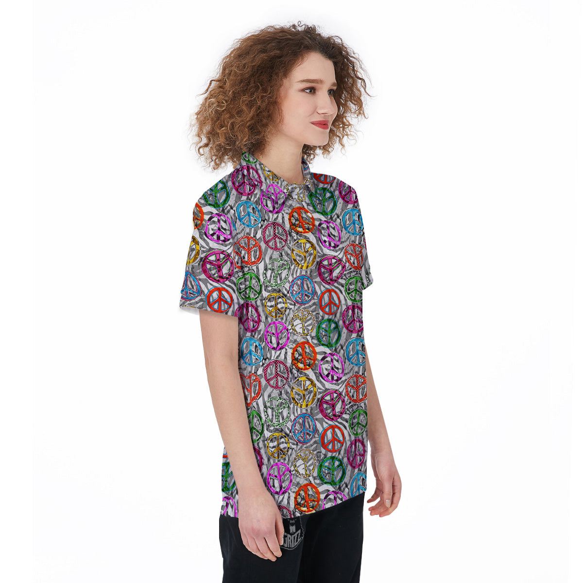 Peace Signs Zebra Print Pattern Women's Golf Shirts-grizzshop
