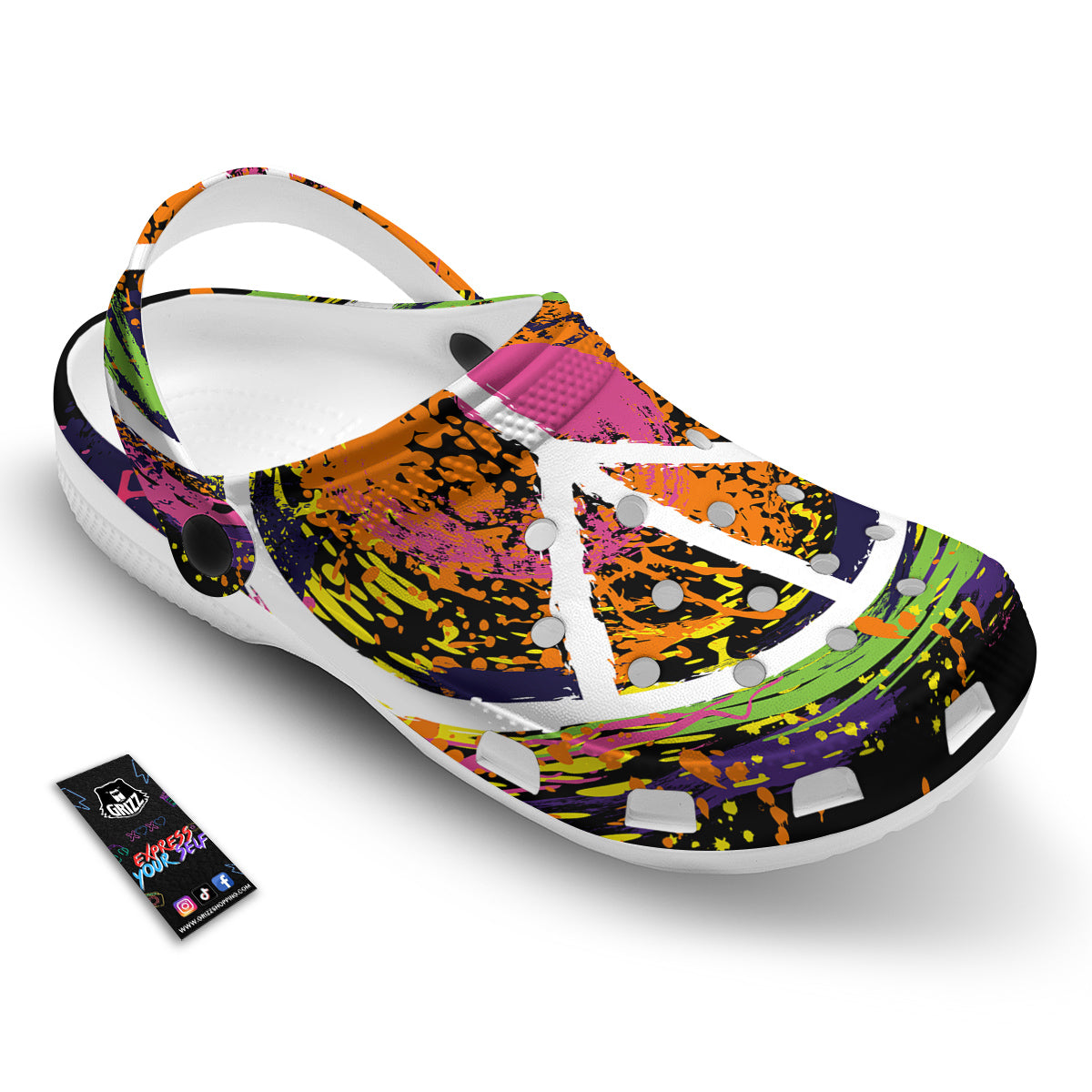Peace Symbols Colorful Hippie Print Clog-grizzshop