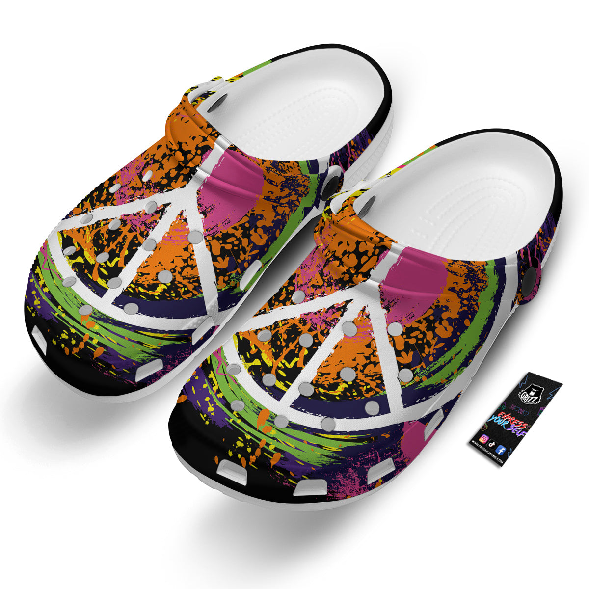 Peace Symbols Colorful Hippie Print Clog-grizzshop