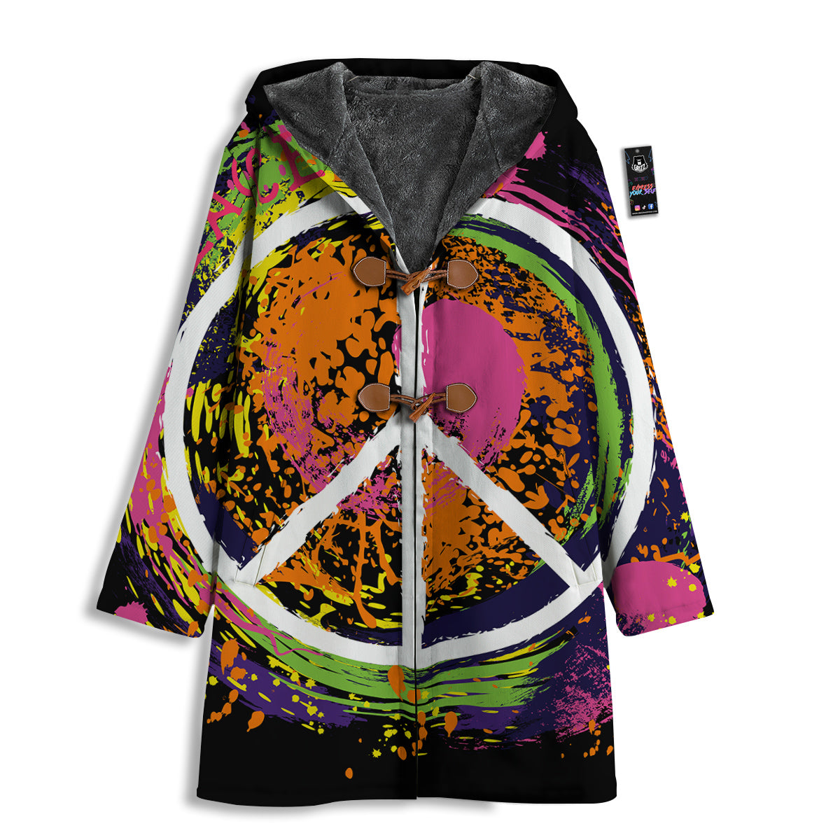 Peace Symbols Colorful Hippie Print Men's Windbreaker Jacket-grizzshop