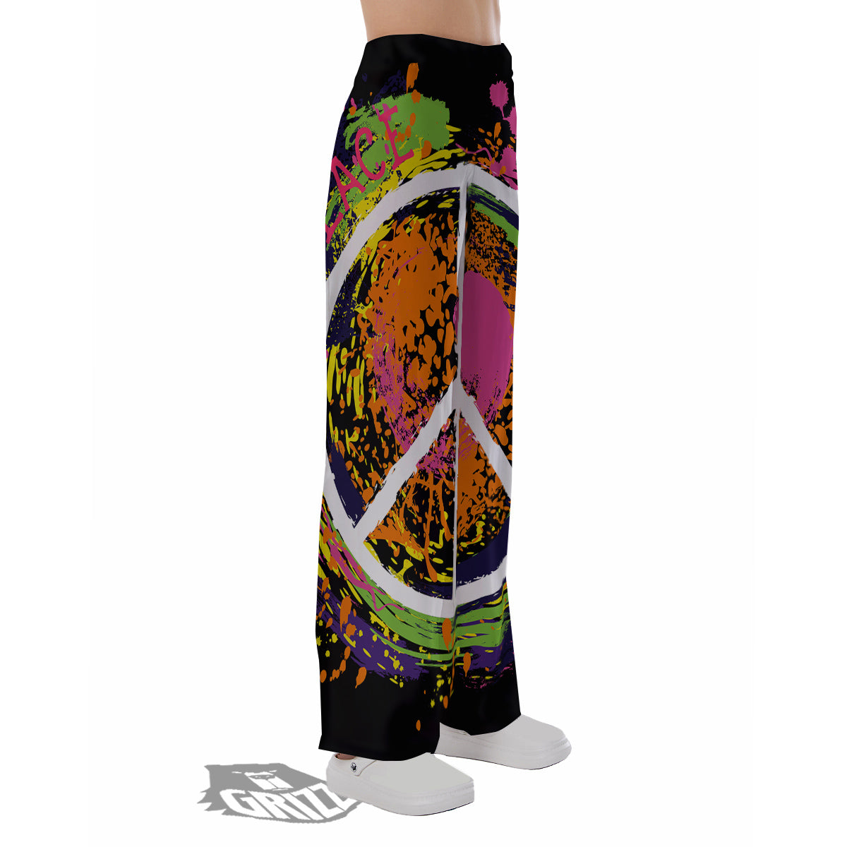 Peace Symbols Colorful Hippie Print Pajama Pants-grizzshop