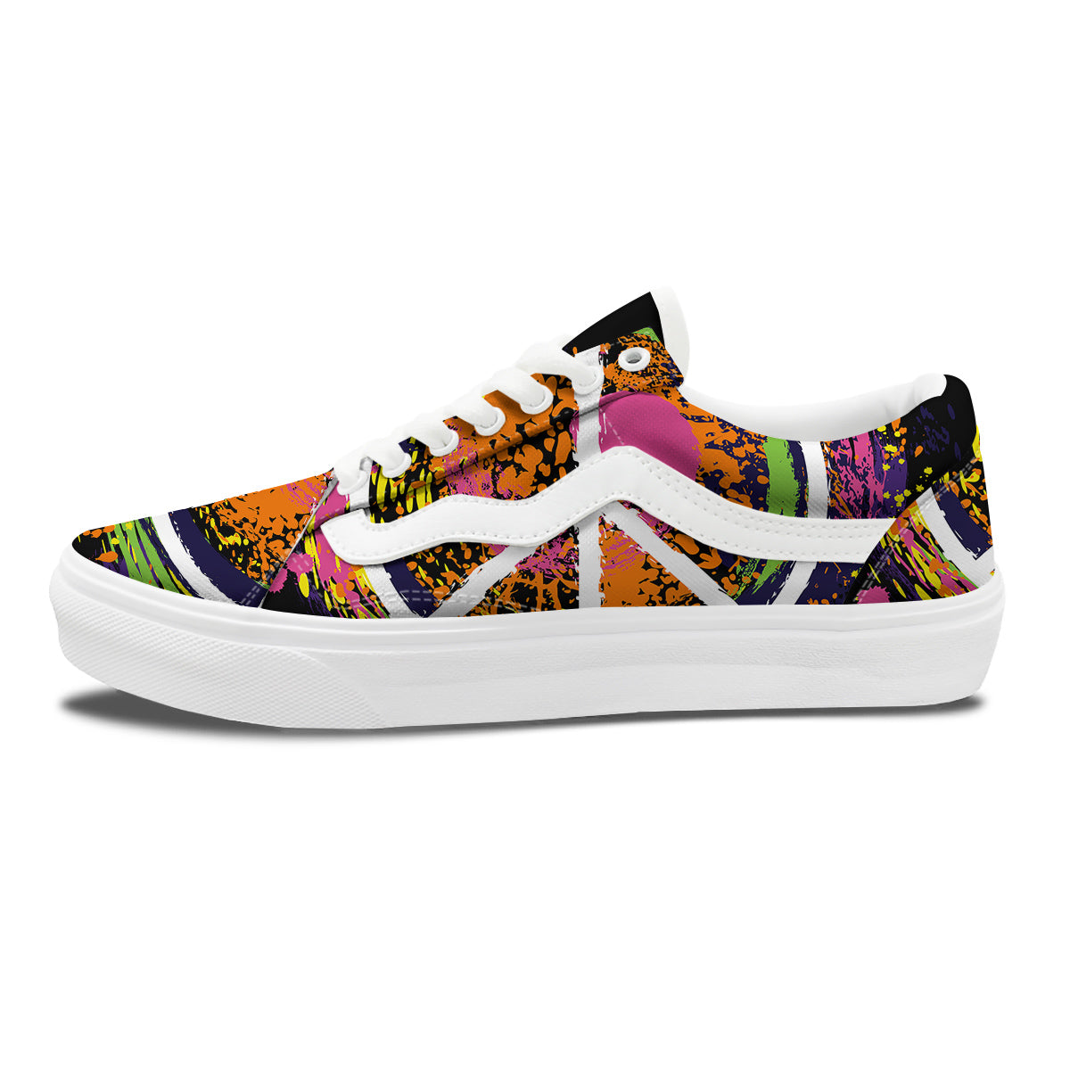 Peace Symbols Colorful Hippie Print Skate Shoes-grizzshop