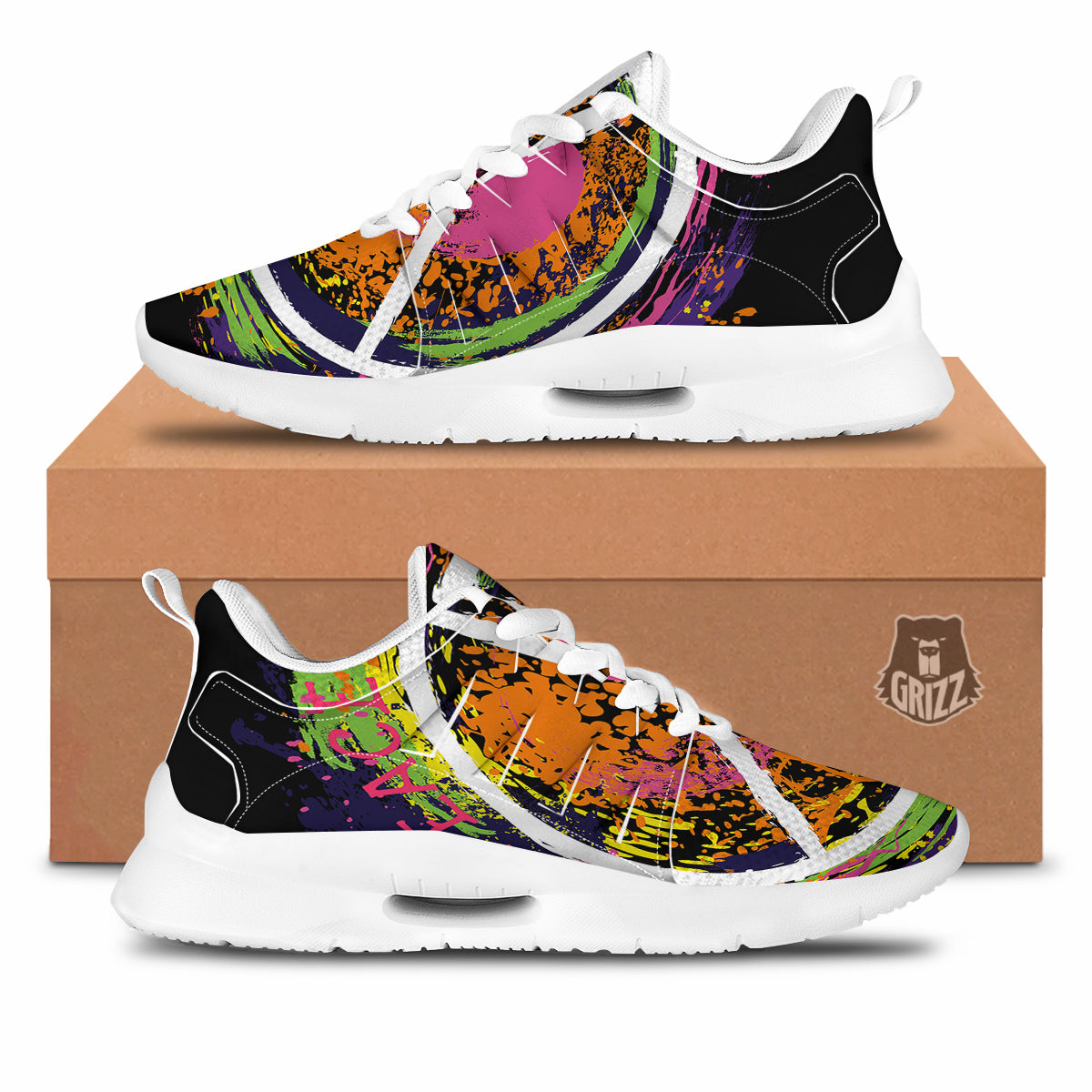 Peace Symbols Colorful Hippie Print Tennis Shoes-grizzshop