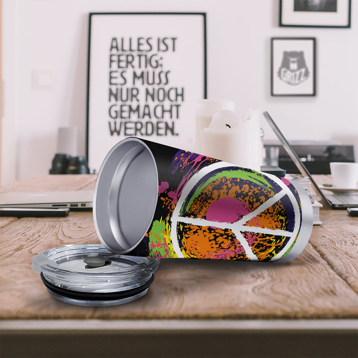 Peace Symbols Colorful Hippie Print Tumbler-grizzshop