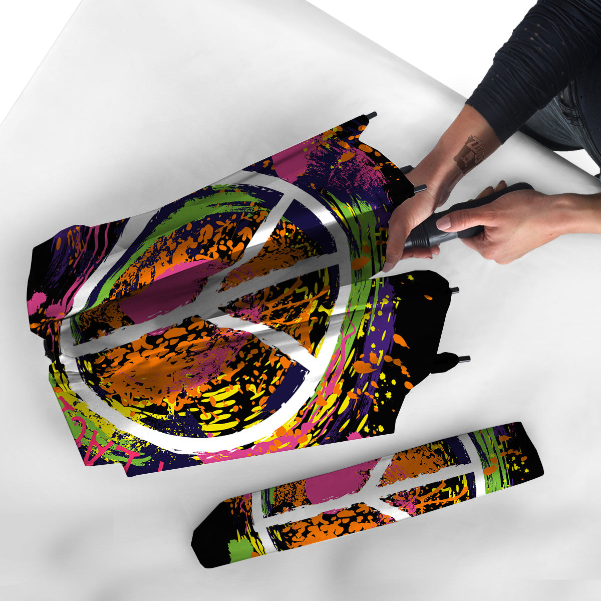 Peace Symbols Colorful Hippie Print Umbrella-grizzshop