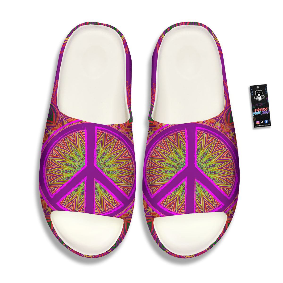 Peace Sign Psychedelic Hippie Print Sandals-grizzshop