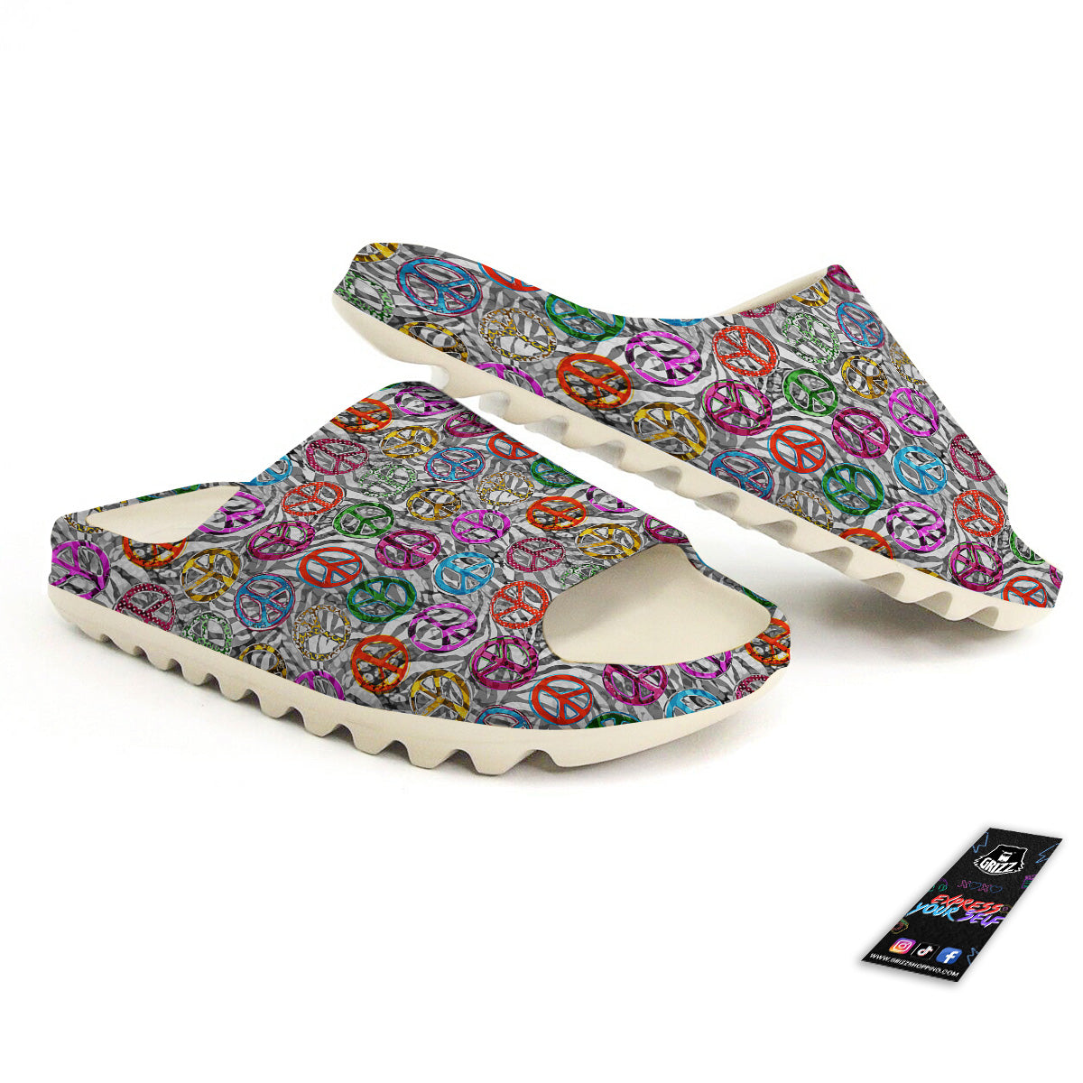 Peace Signs Zebra Print Pattern Sandals-grizzshop