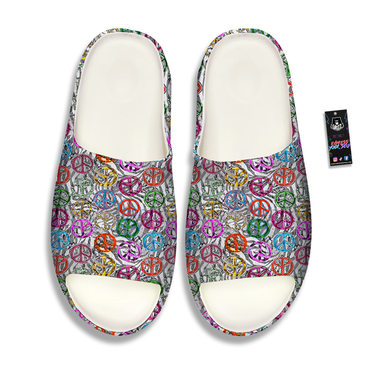 Peace Signs Zebra Print Pattern Sandals-grizzshop