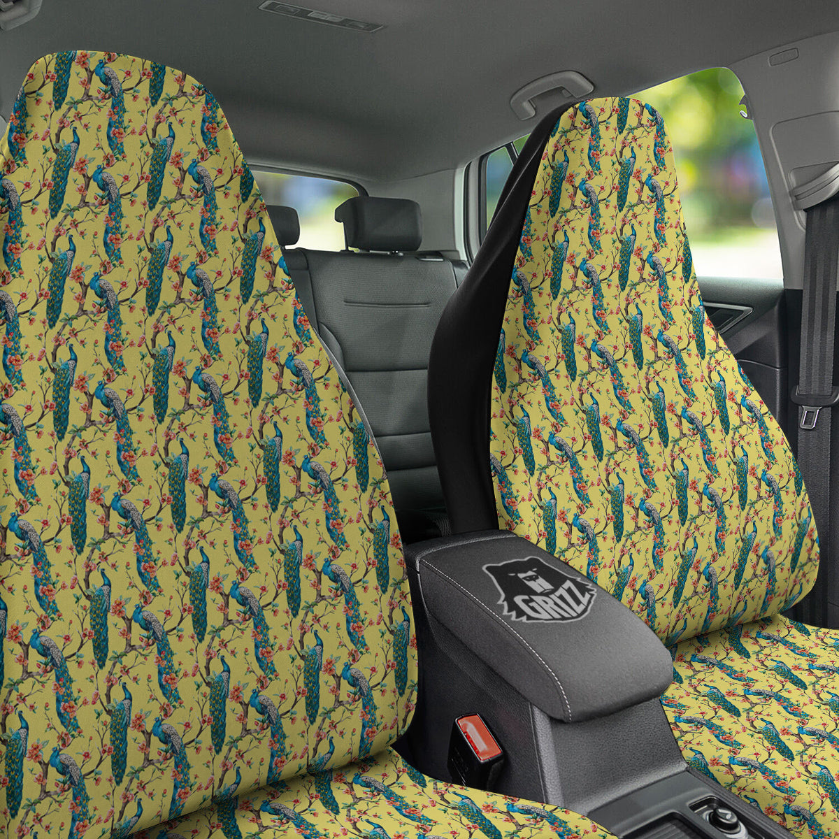 Peacock Cherry Blossom Print Car Seat Covers-grizzshop