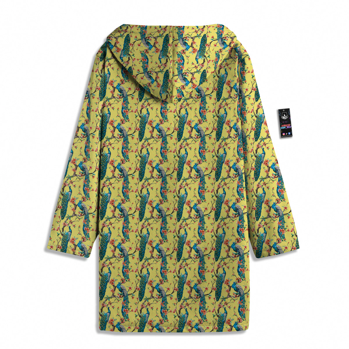 Peacock Cherry Blossom Print Men's Windbreaker Jacket-grizzshop