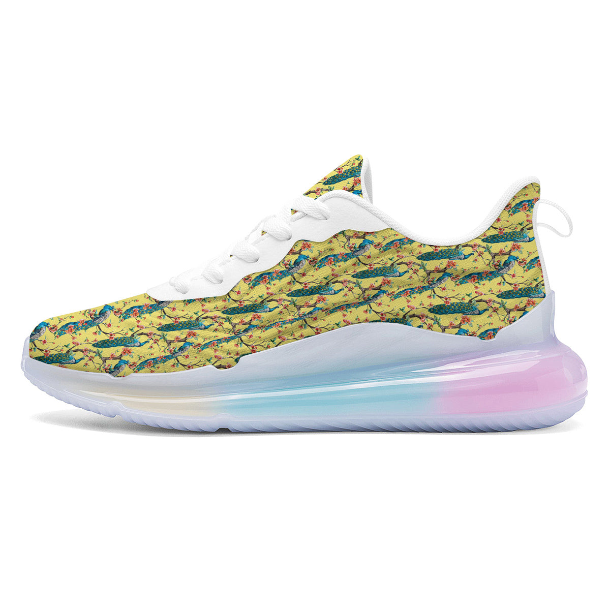 Peacock Cherry Blossom Print Running Sneakers-grizzshop
