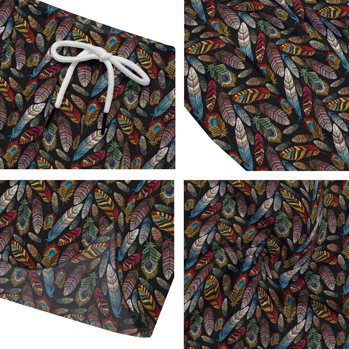 Peacock Embroidery Print Pattern Men's Running Shorts-grizzshop