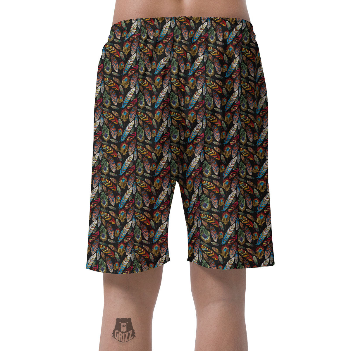 Peacock Embroidery Print Pattern Men's Shorts-grizzshop