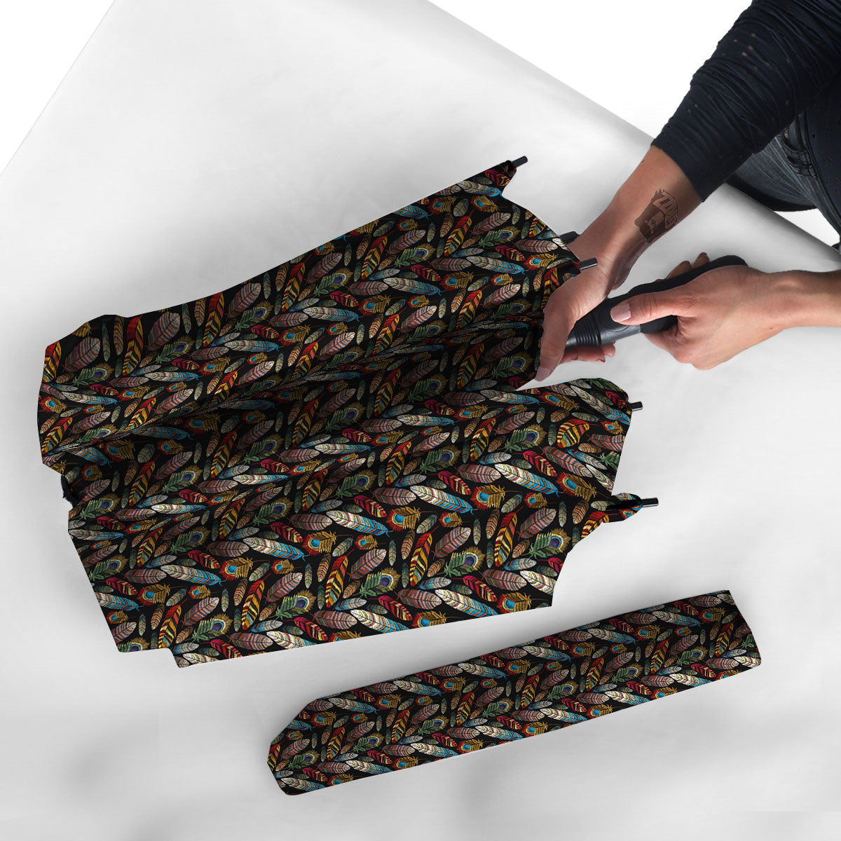 Peacock Embroidery Print Pattern Umbrella-grizzshop