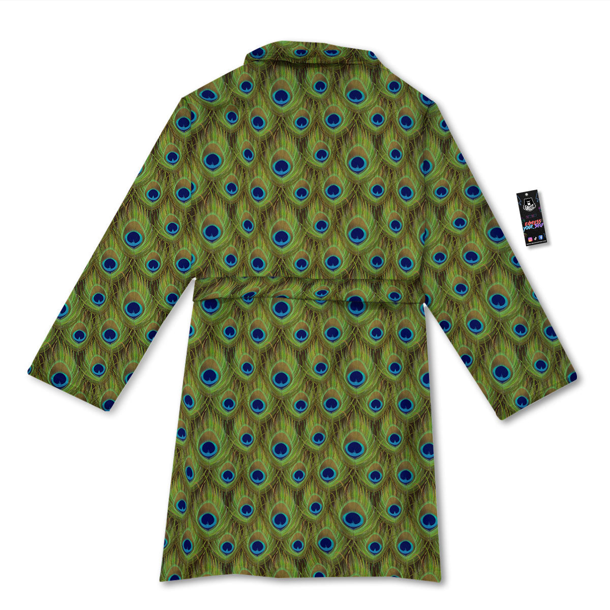 Peacock Feather Boho Print Pattern Bathrobe-grizzshop