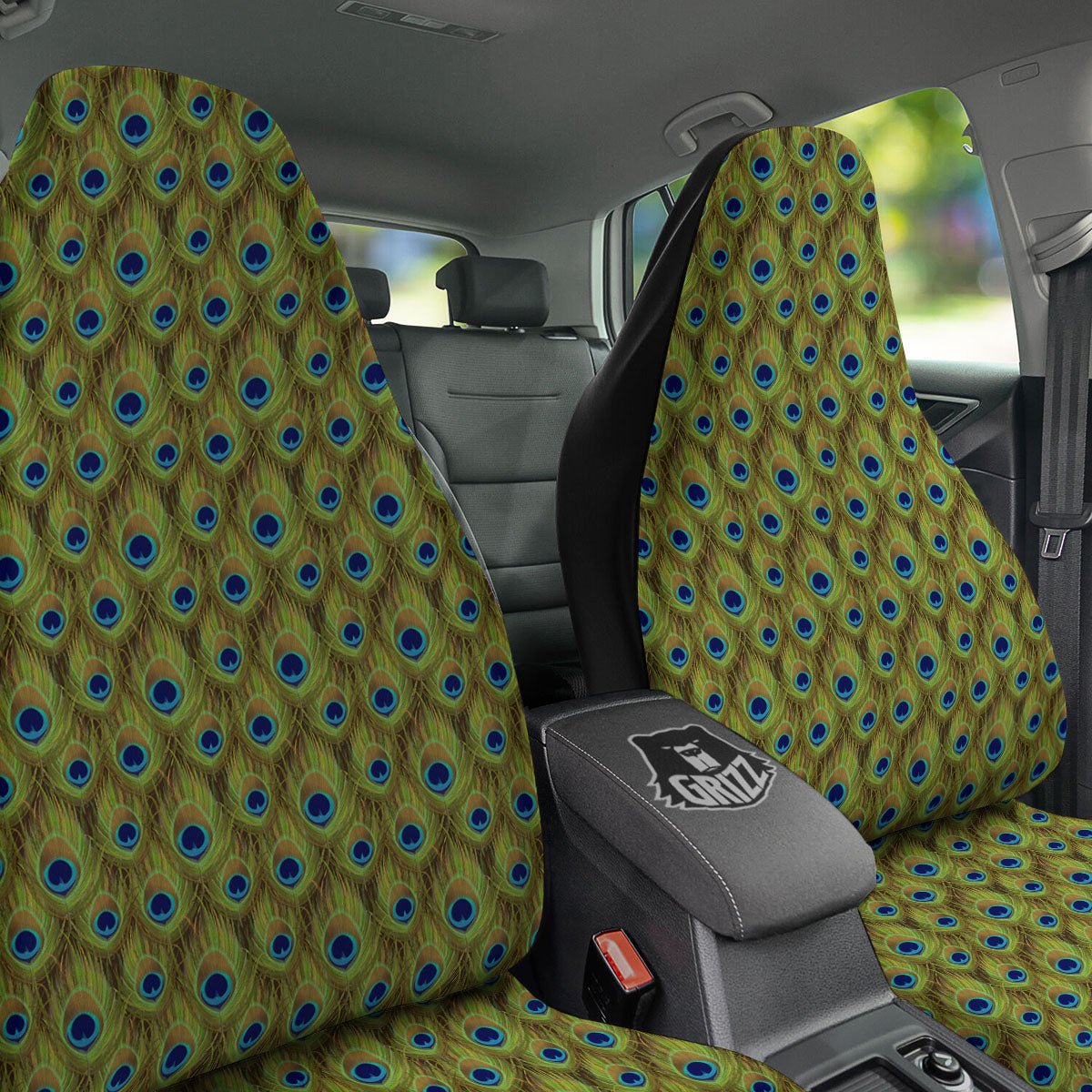 Peacock Feather Boho Print Pattern Car Seat Covers-grizzshop