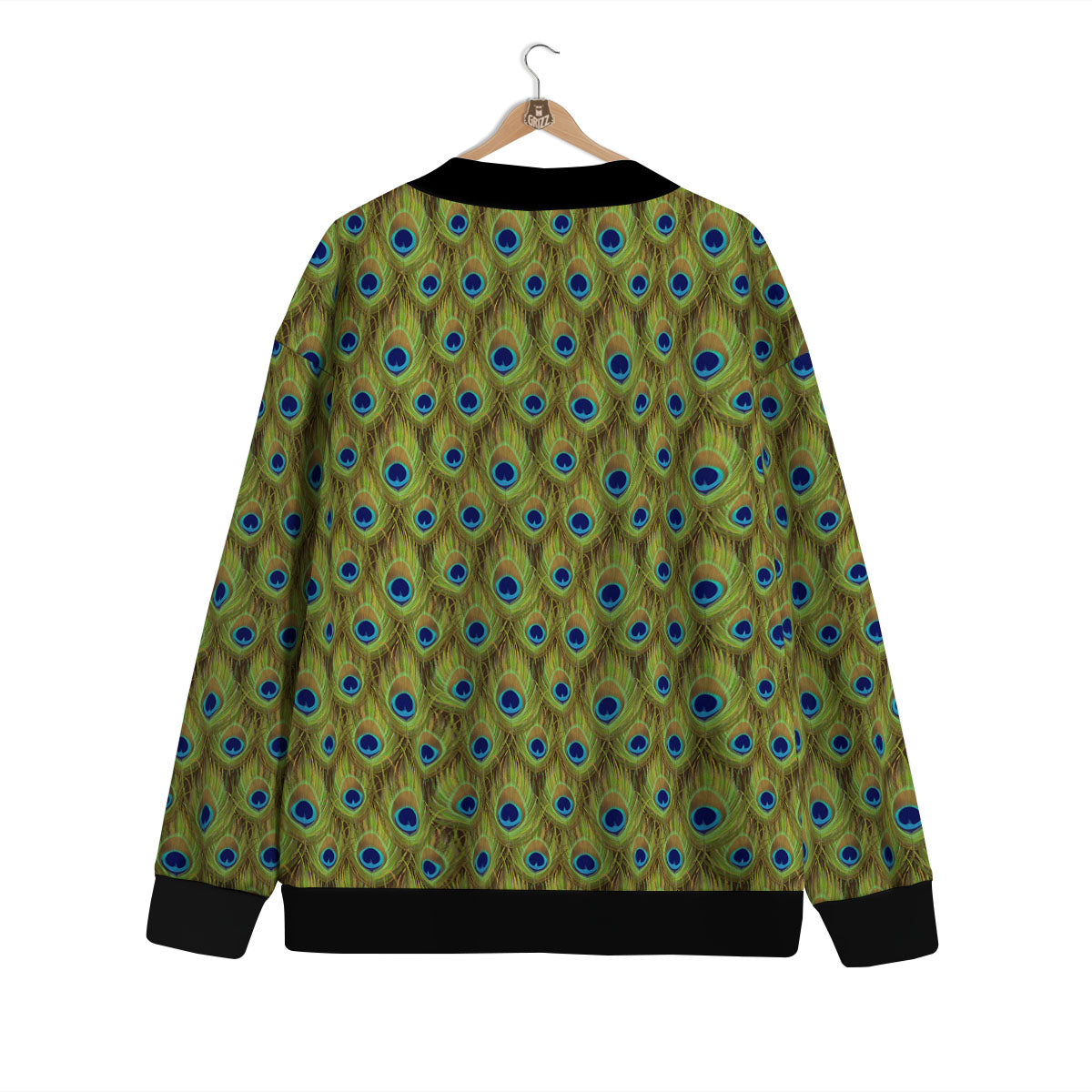 Peacock Feather Boho Print Pattern Cardigan-grizzshop