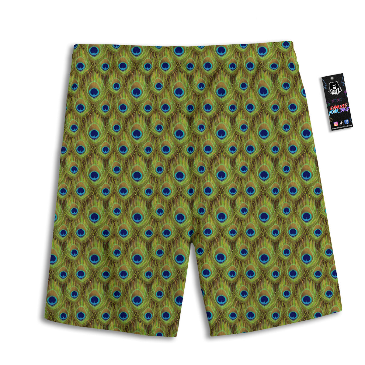 Peacock Feather Boho Print Pattern Men's Athletic Shorts
