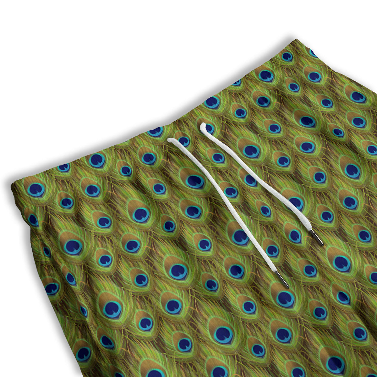 Peacock Feather Boho Print Pattern Men's Athletic Shorts