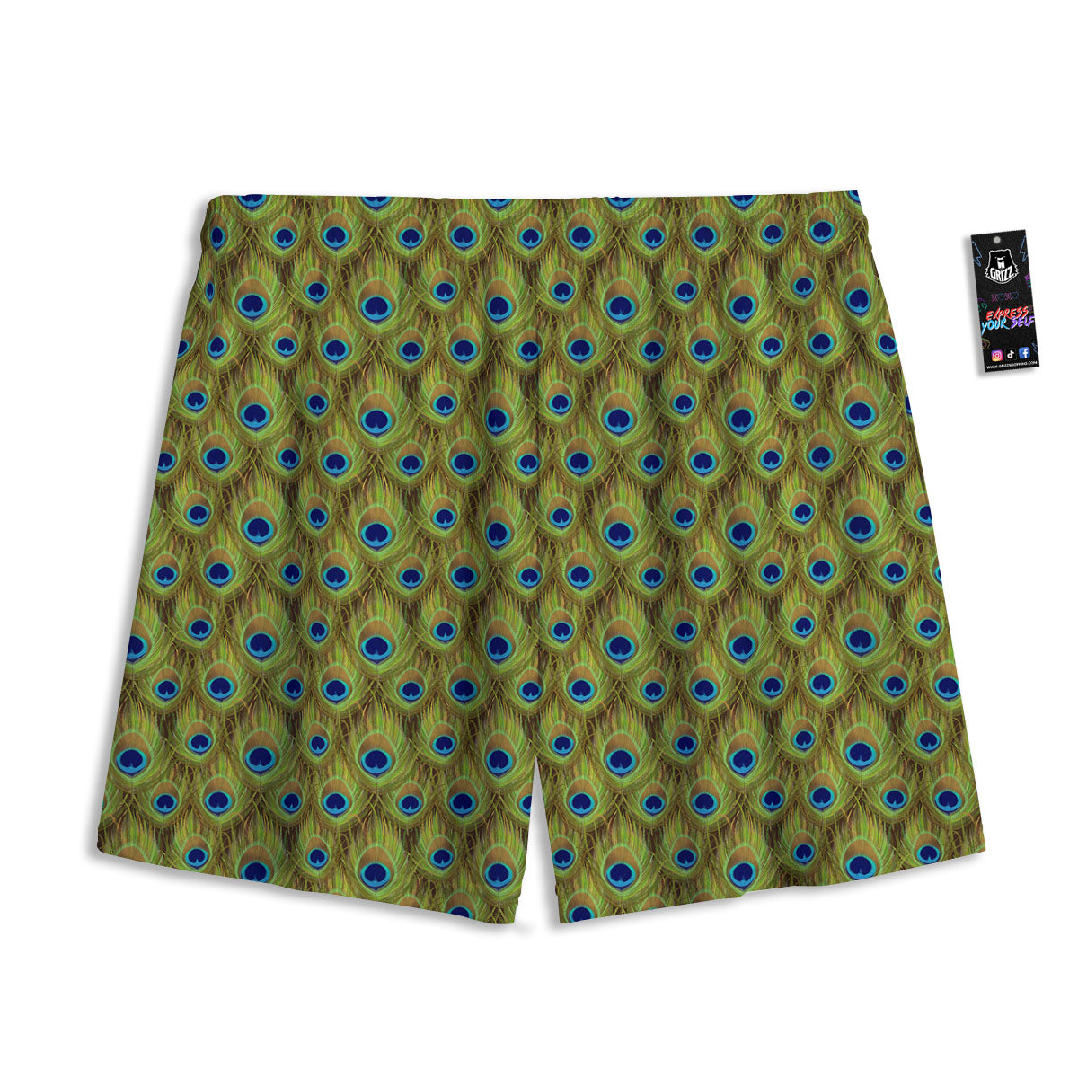 Peacock Feather Boho Print Pattern Mesh Shorts-grizzshop