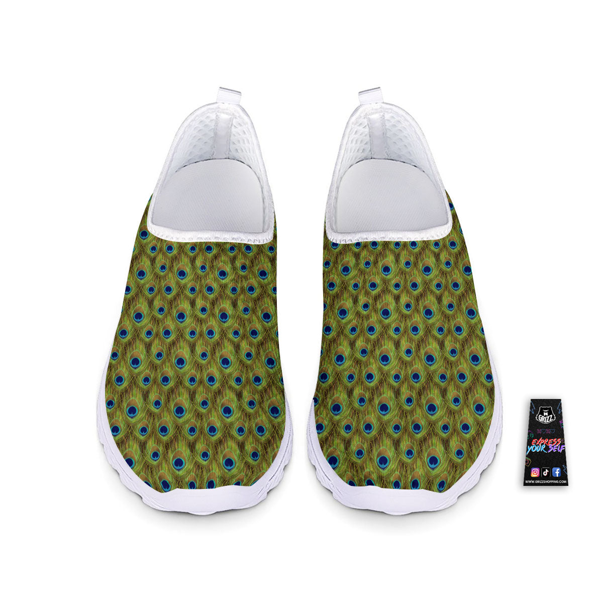 Peacock Feather Boho Print Pattern Nurse Shoes-grizzshop