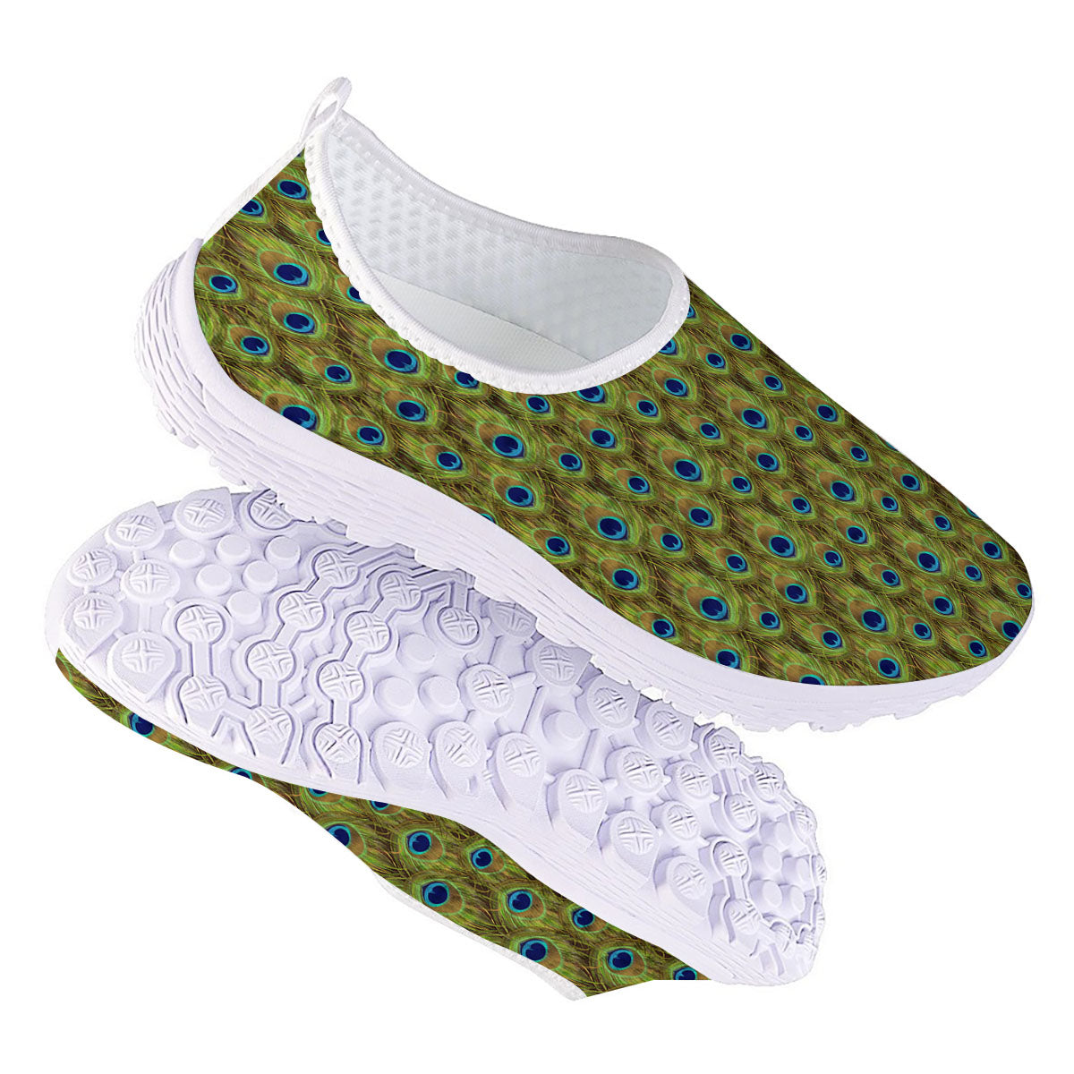 Peacock Feather Boho Print Pattern Nurse Shoes-grizzshop