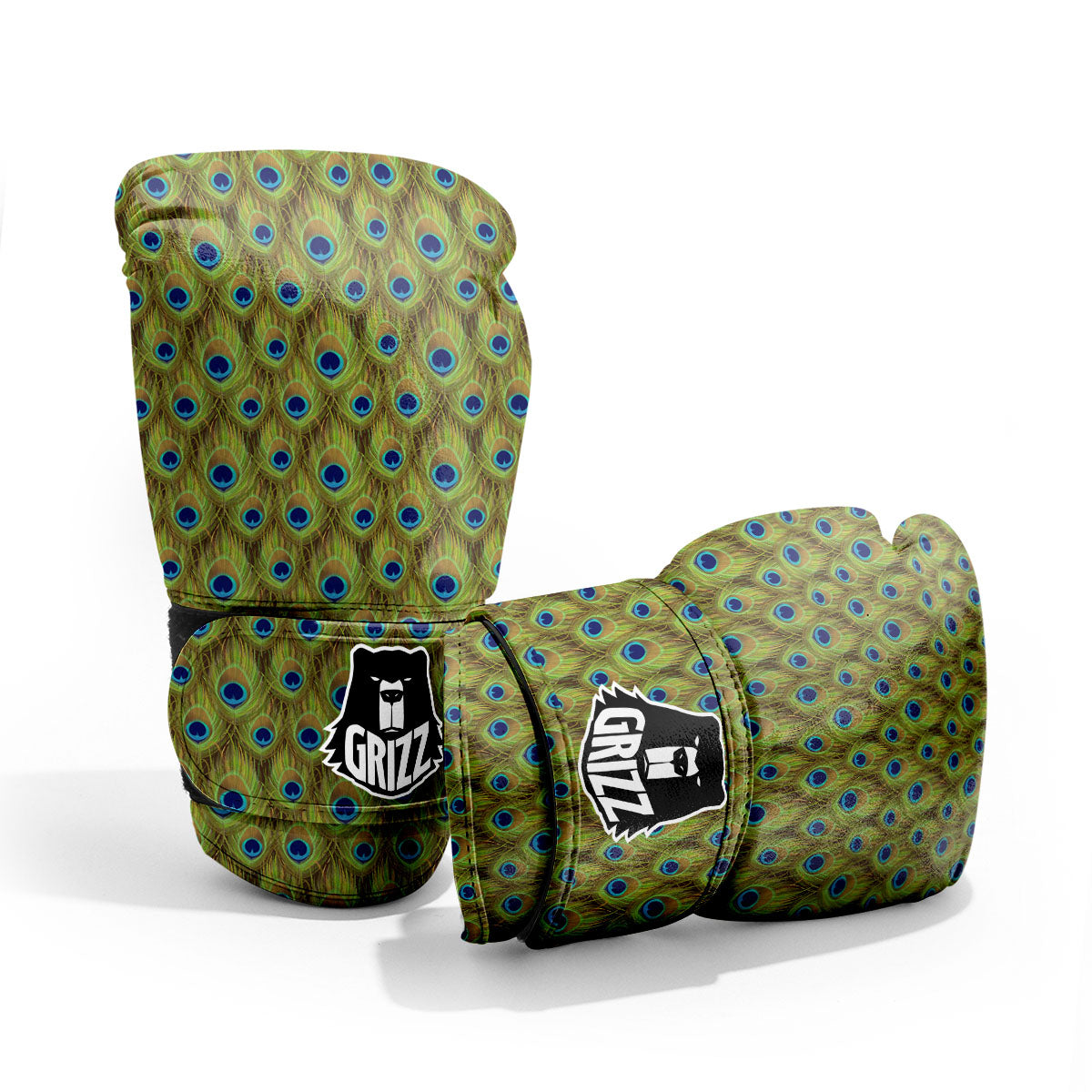 Peacock Feather Boho Print Pattern Pro Boxing Glove