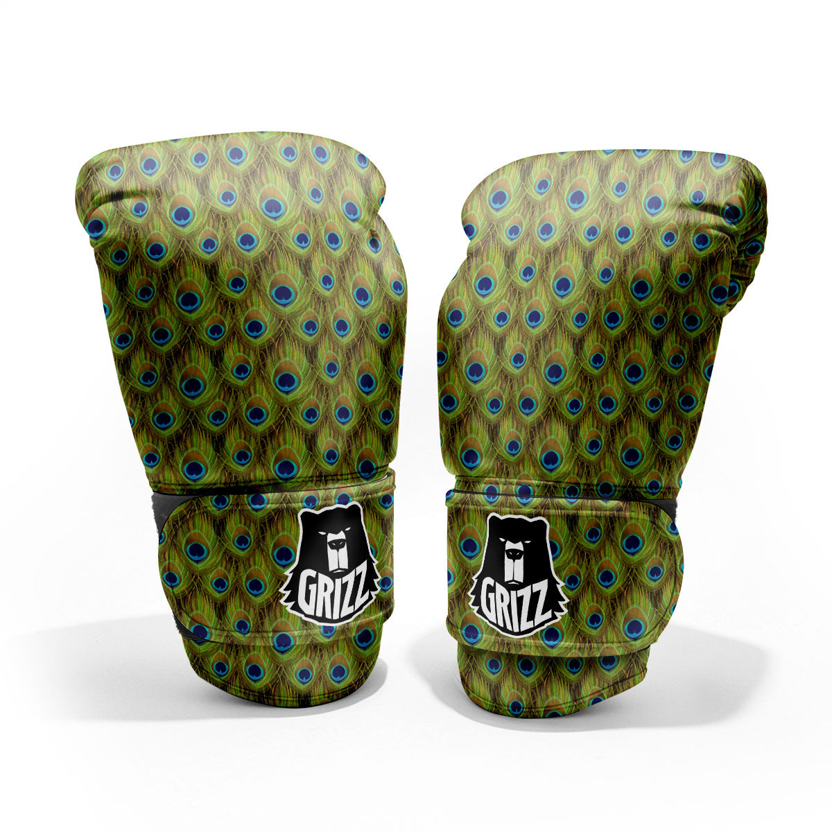 Peacock Feather Boho Print Pattern Pro Boxing Glove