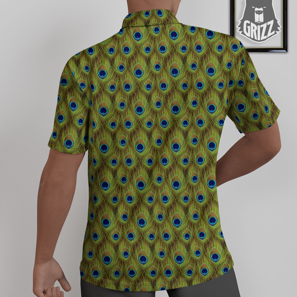 Peacock Feather Boho Print Pattern Untucked Shirts-grizzshop