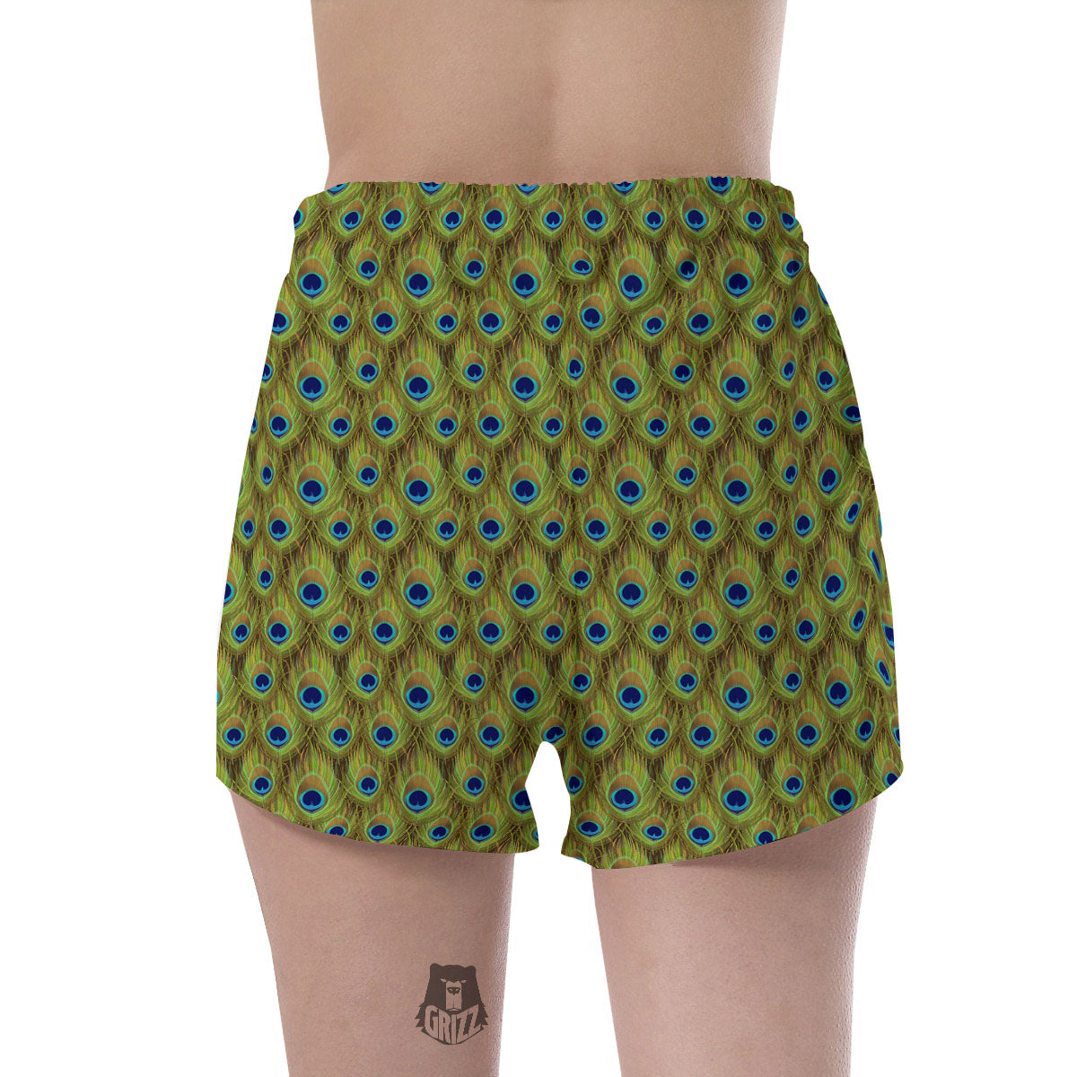 Peacock Feather Boho Print Pattern Women's Shorts-grizzshop
