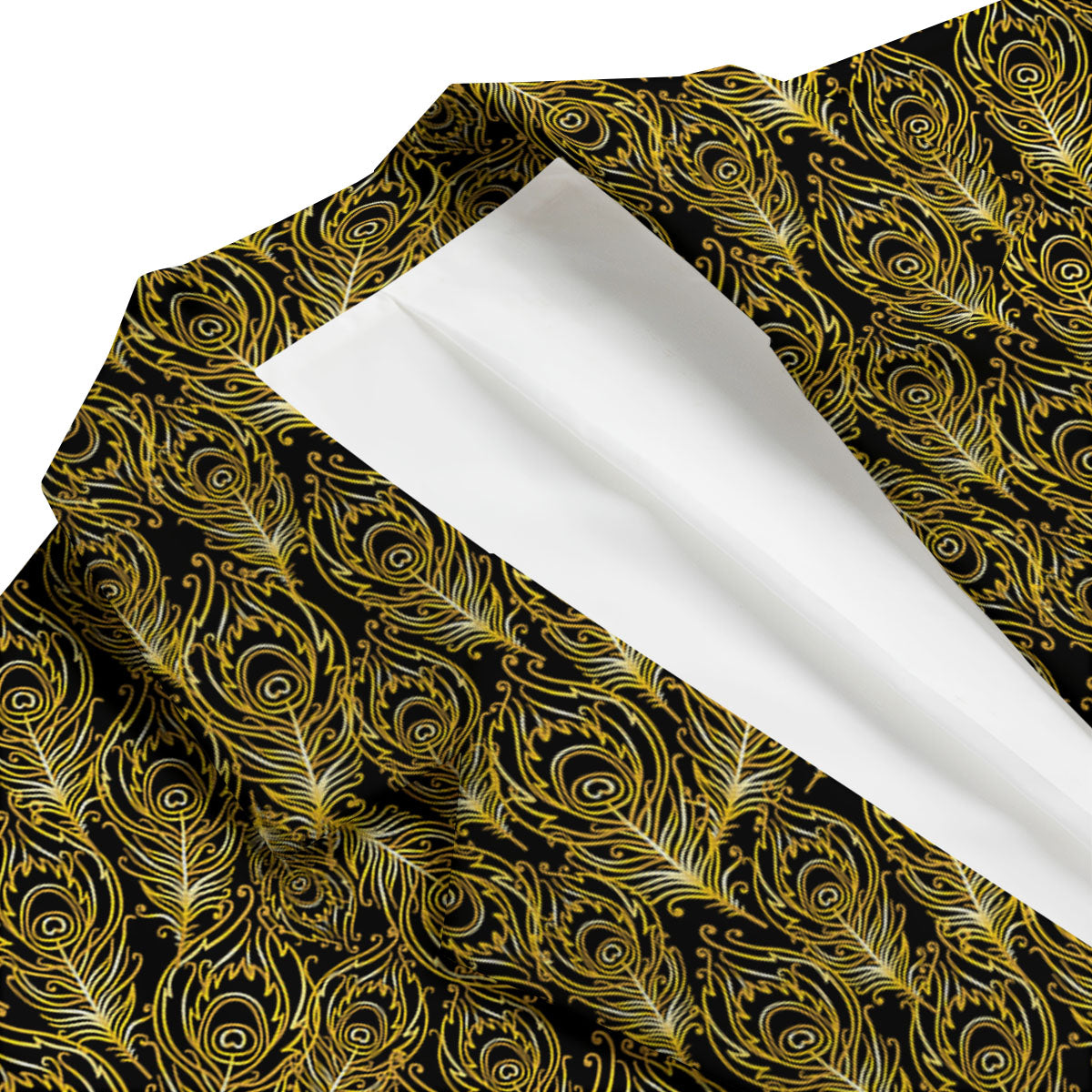 Peacock Feather Gold And Black Print Men's Blazer-grizzshop