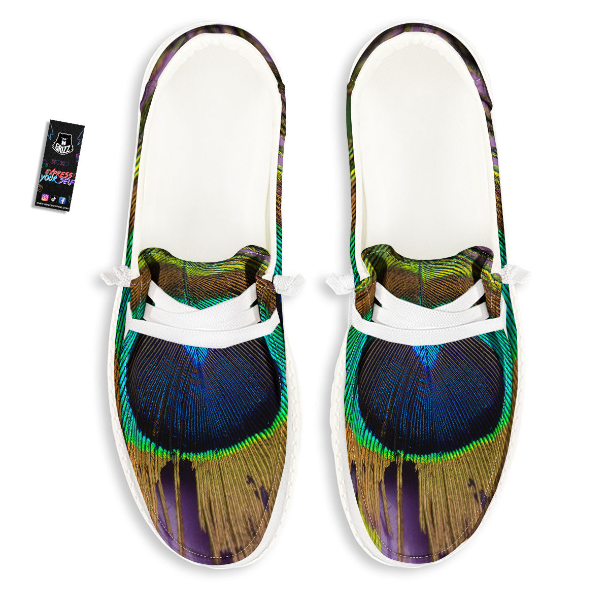 Peacock Feather Purple Bohemian Print Black Loafers-grizzshop