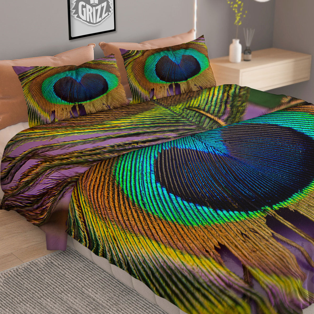 Papaya Tropical Print Pattern Duvet Cover Bedding Set