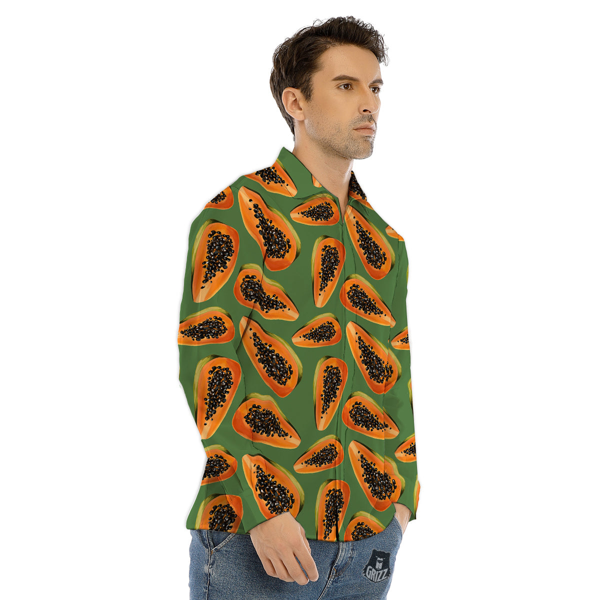 Peacock Feather Purple Bohemian Print Men's Dress Shirts-grizzshop
