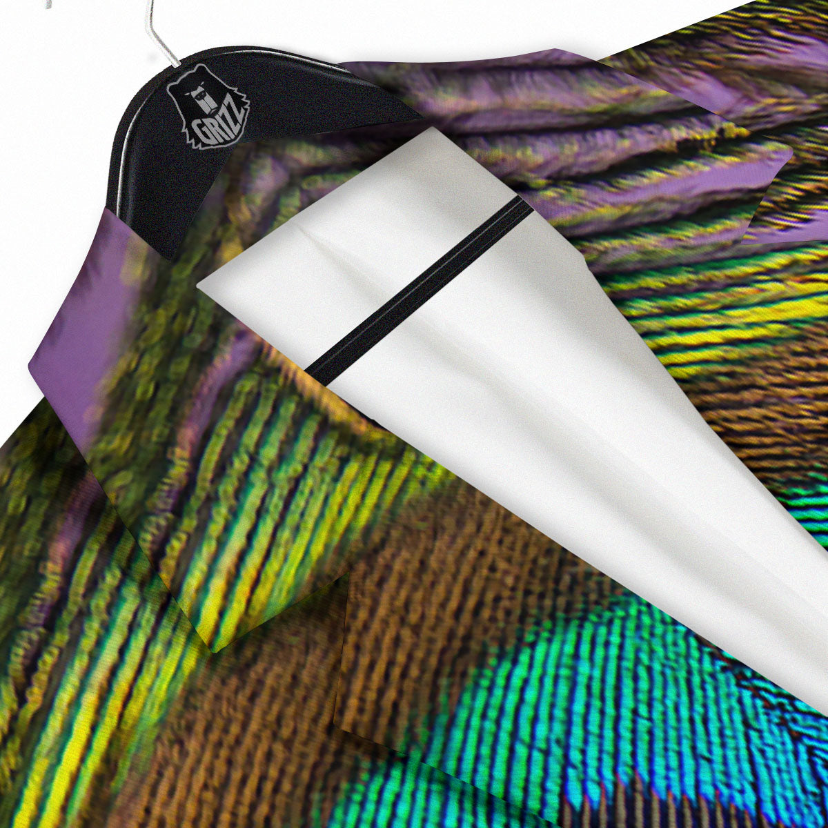 Peacock Feather Purple Bohemian Print Men's Sport Coat-grizzshop