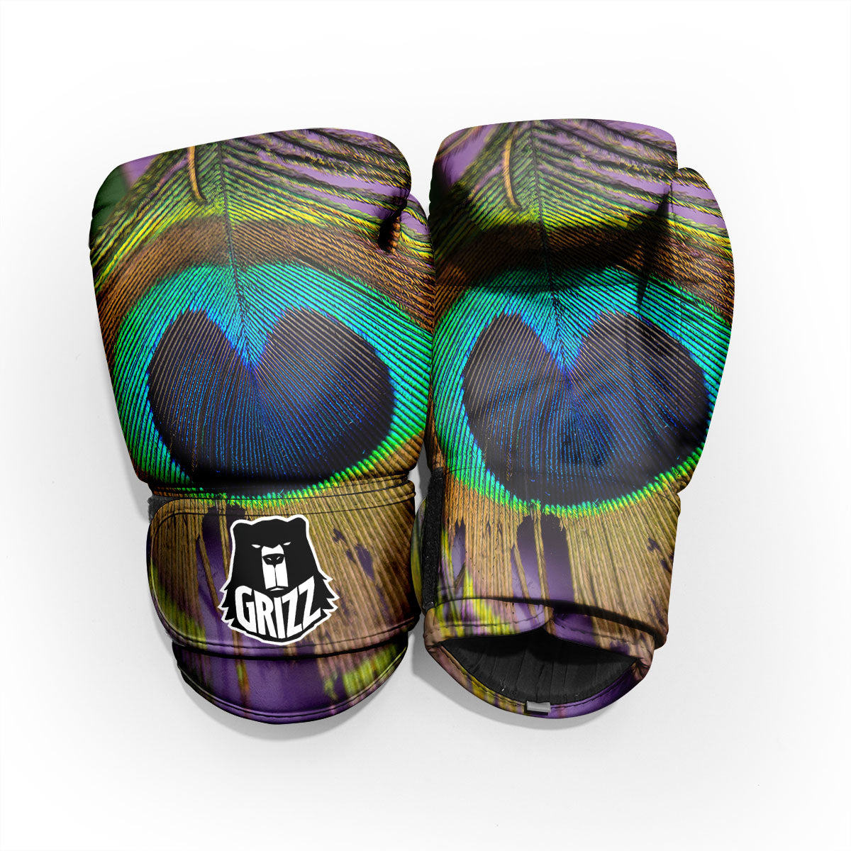 Peacock Feather Purple Bohemian Print Pro Boxing Glove